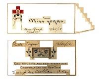 Name/place card and holiday greeting card, probably homemade by Mary Fogas