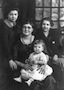 Maternal grandmother Ida L Fogas holding Maryjane Wurm, 1921, Indianapolis, Indiana; aunts Dorothy and Marjorie Fogas